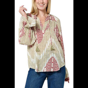 La Joie Essential Raglan-Sleeve Blouse Red Green - Regular